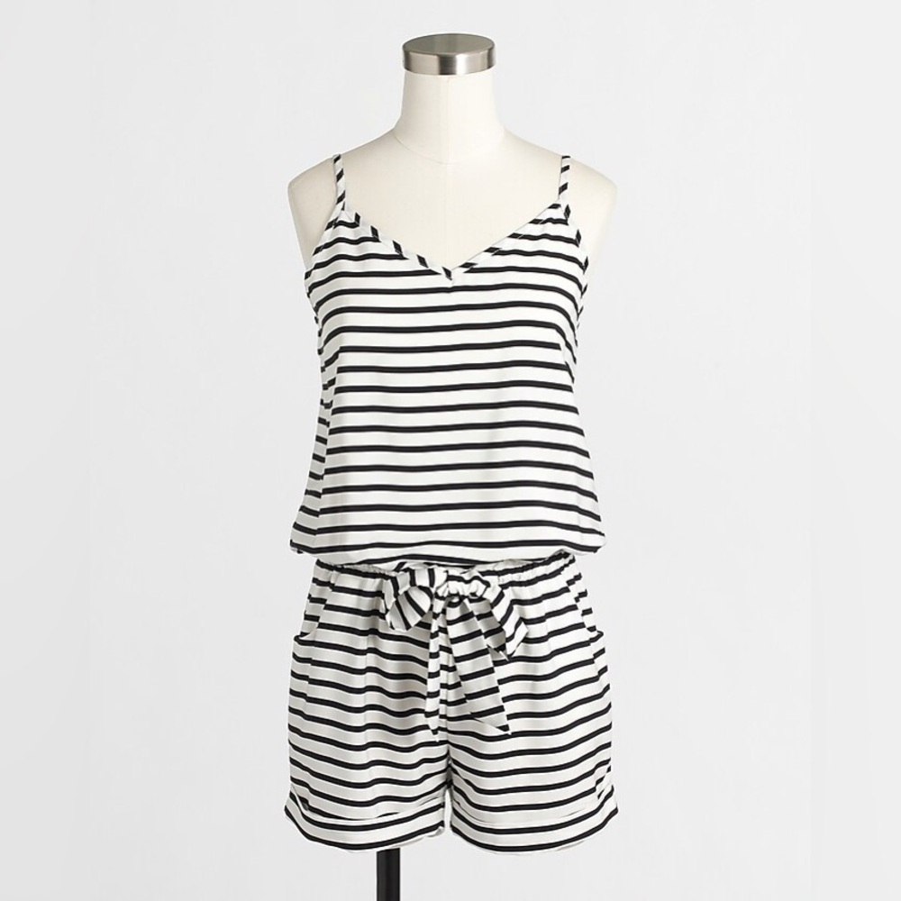 J.Crew Striped Black and White Sleeveless Romper - Size M